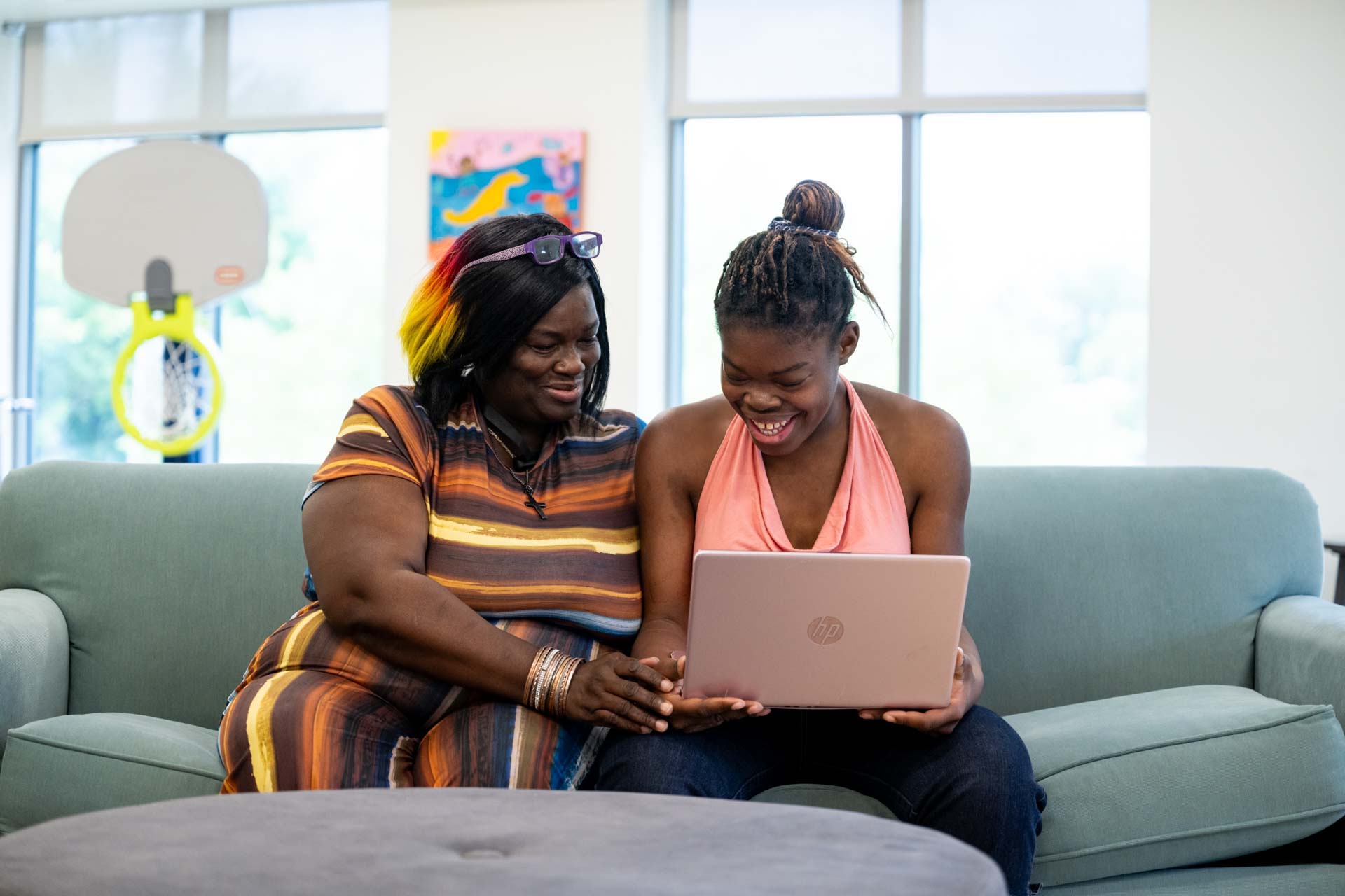 Family on a laptop